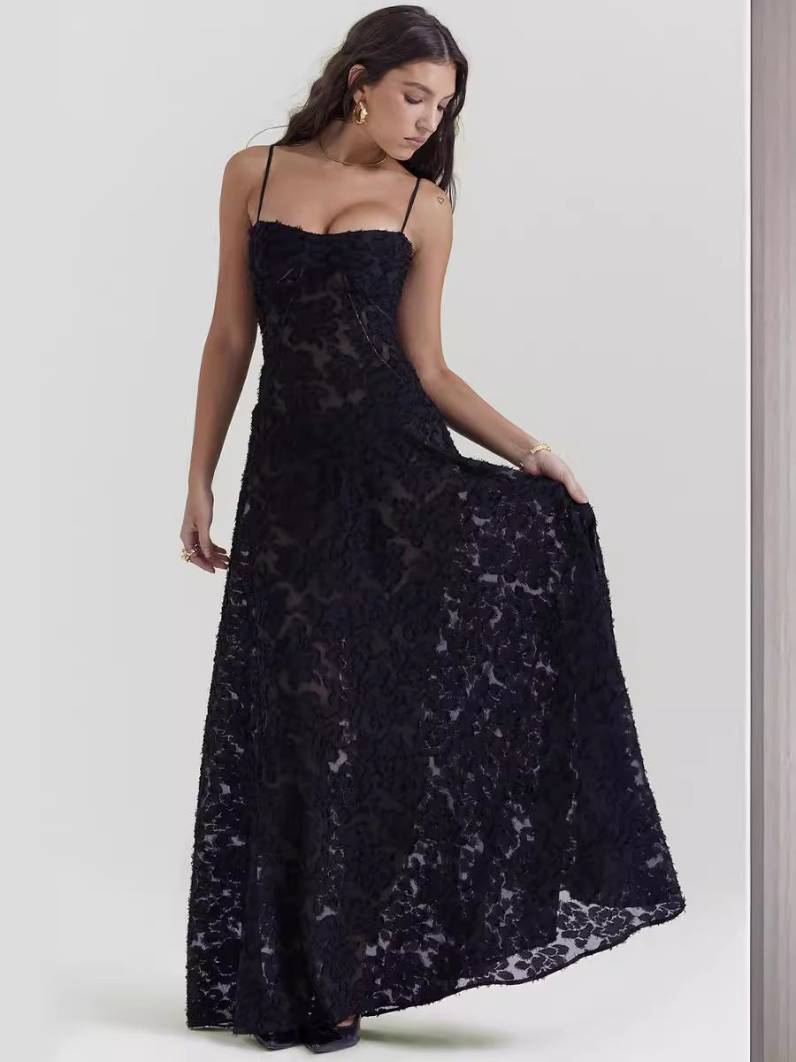 Chic Floral Lace Suspender Dress – Flattering Fit for Summer Events, Parties & Night Out Elegance