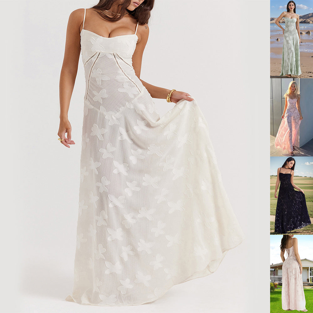 Chic Floral Lace Suspender Dress – Flattering Fit for Summer Events, Parties & Night Out Elegance