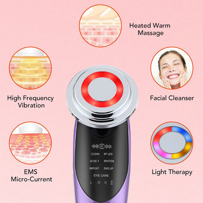 7 in 1 Face Lift Massager RF EMS Microcurrent Skin Rejuvenation Facial Light Mesotherapy Anti Aging Wrinkle Beauty Apparatus